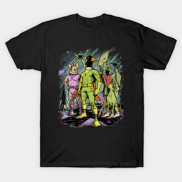 Space Duck Pulp T-Shirt by Captain_RibMan